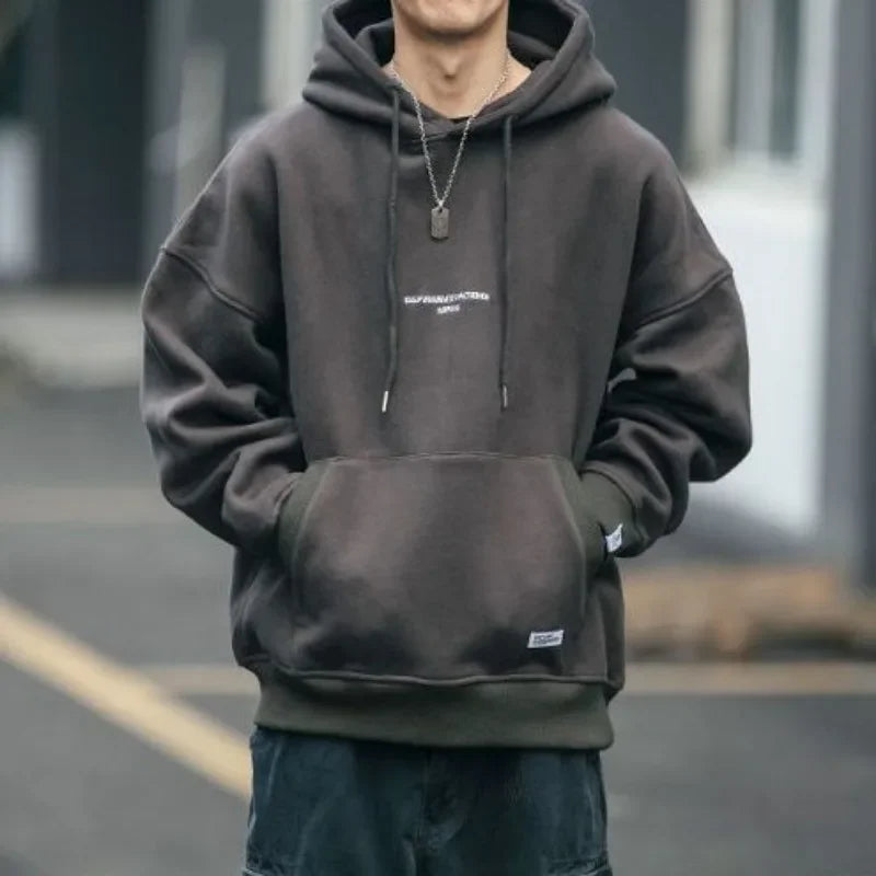 Mens Fashion Hoodies Sweatshirt Casual Solid Off White Overfit