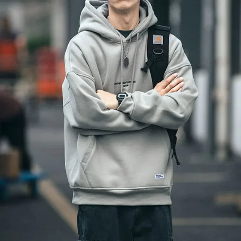 Mens Fashion Hoodies Sweatshirt Casual Solid Off White Overfit