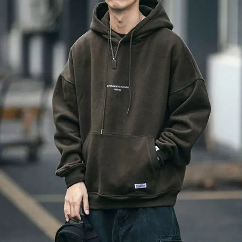 Mens Fashion Hoodies Sweatshirt Casual Solid Off White Overfit