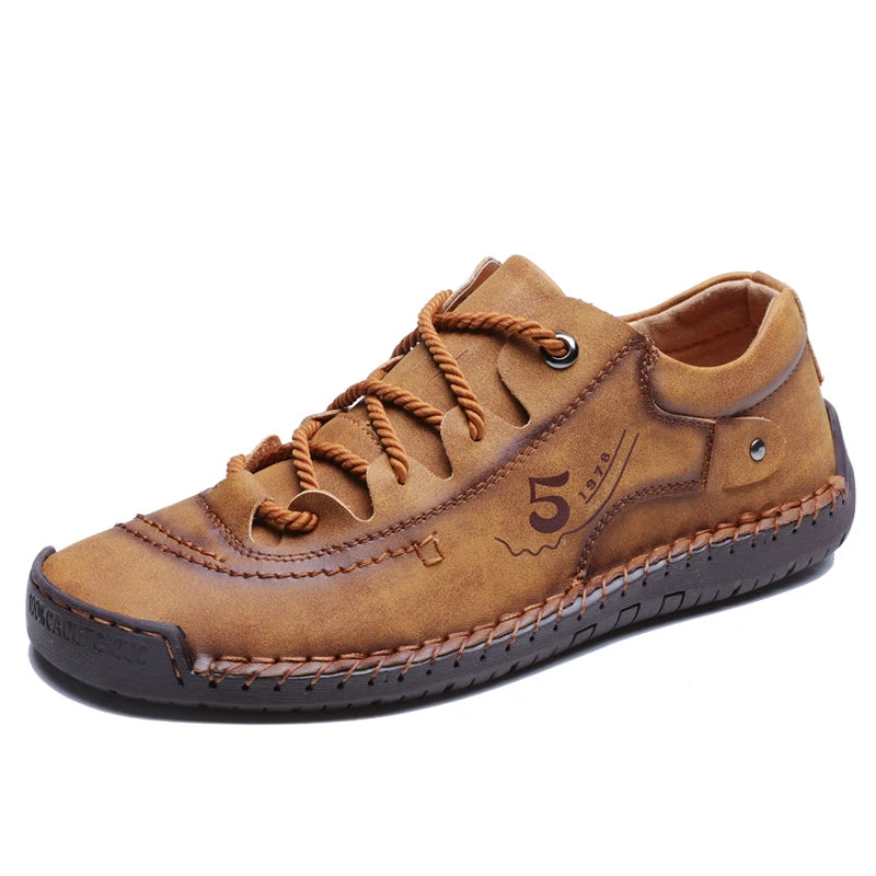 Men's Handmade Leather Shoes Casual Loafers Lace Up Split Leather Shoes