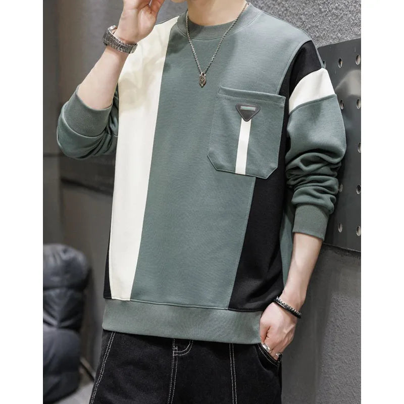Men's Hoodies and Hooded Sweatshirts Causal Fashion Label Patchwork