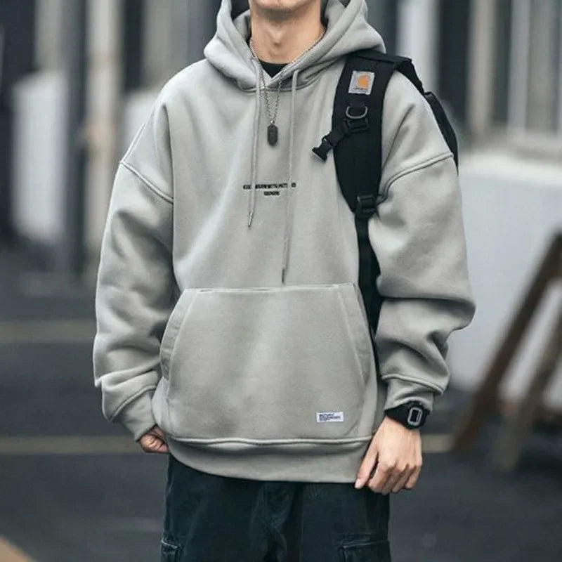 Mens Fashion Hoodies Sweatshirt Casual Solid Off White Overfit