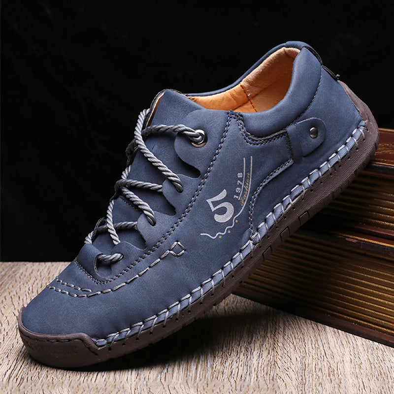 Men's Handmade Leather Shoes Casual Loafers Lace Up Split Leather Shoes