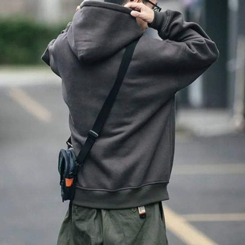 Mens Fashion Hoodies Sweatshirt Casual Solid Off White Overfit