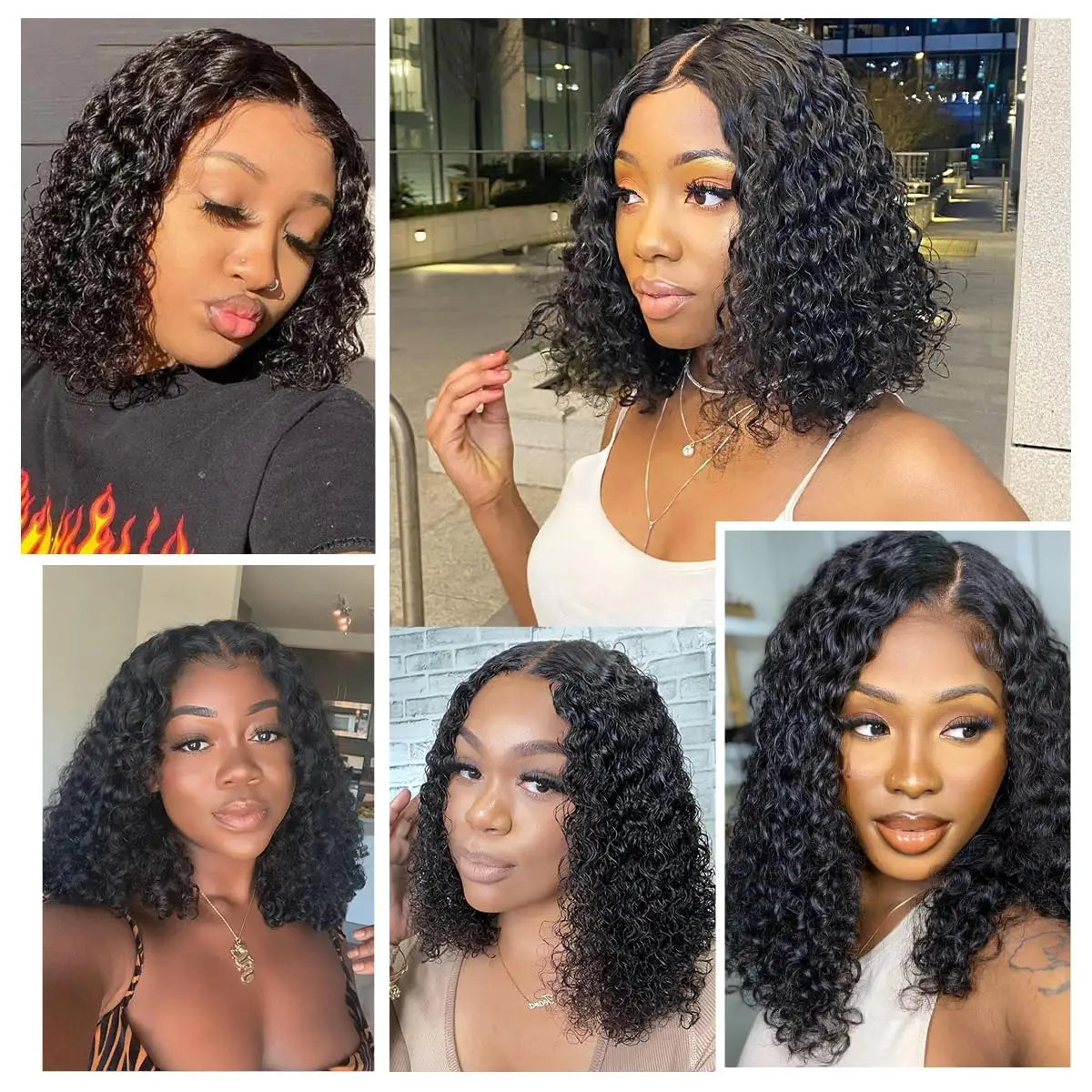 8 - 16 Inch Glueless Curly Hair Wigs Human Hair