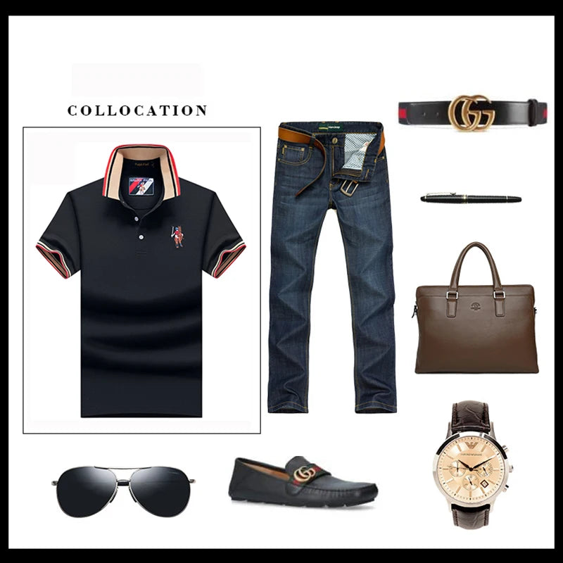 Fashion casual Men's POLO shirt  short-sleeved lapel T-shirt half-sleeved