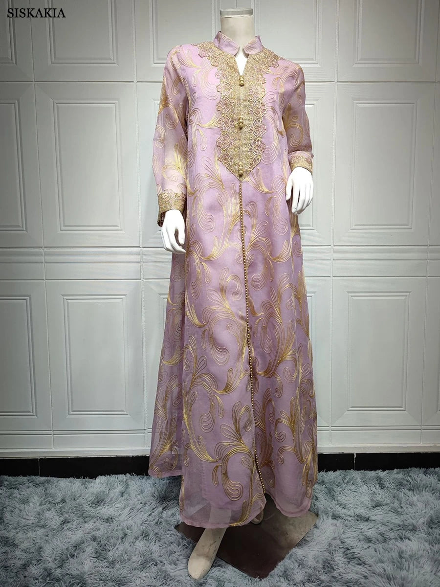 Elegant Women's Arabian Siskakia  Floral Dubai Dress