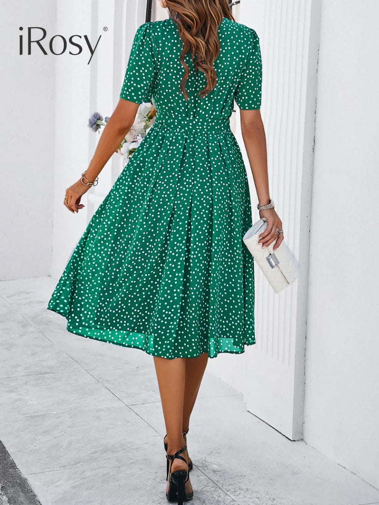 Women's Summer Elegant Dots Midi Chiffon Dresses