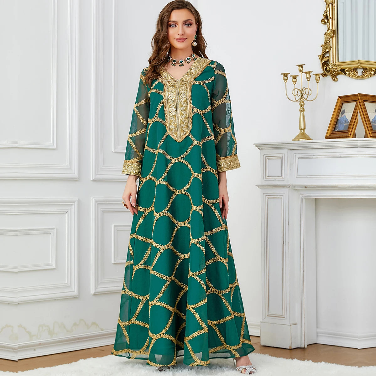 Women's Elegant Dubai Robe Moroccan Caftan  Party Long Dress