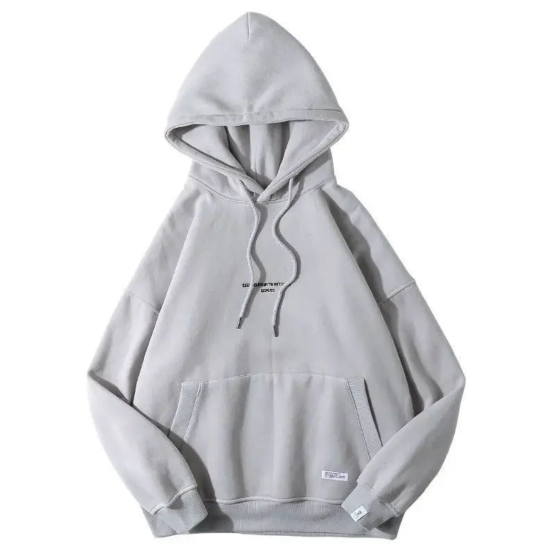 Mens Fashion Hoodies Sweatshirt  Casual Solid Off White Overfit