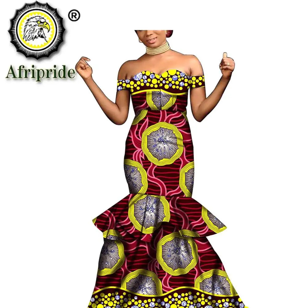 Women Fashion Ankara African Dresses for Party Wedding Dinner Evening Maxi Dress