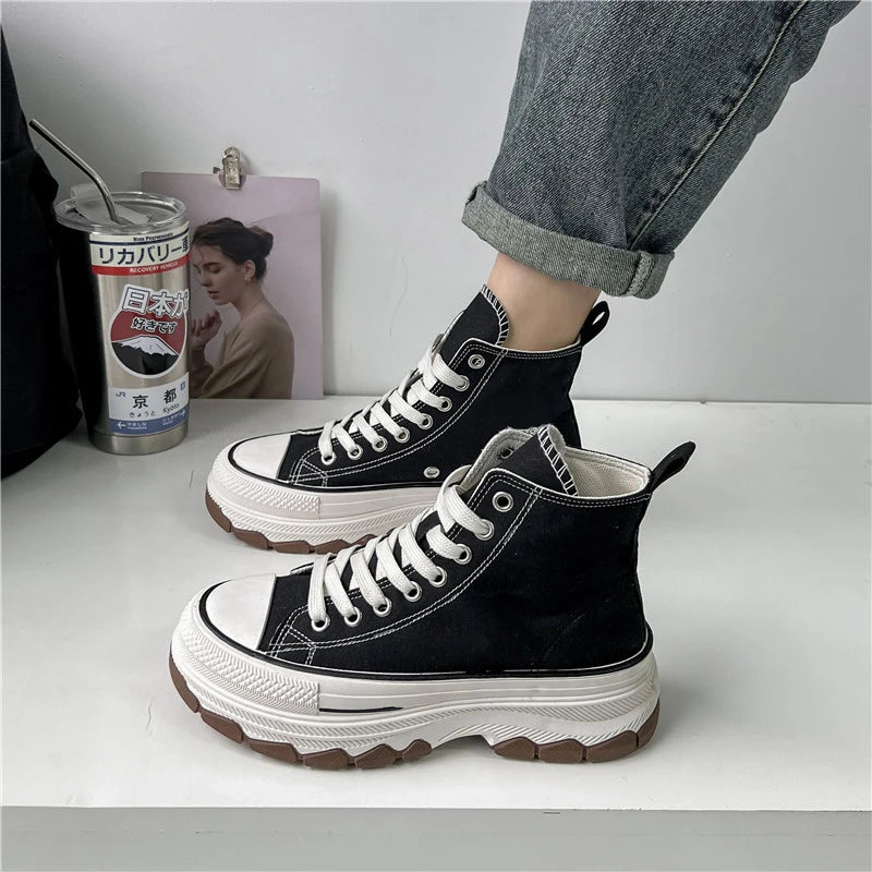 Women's Casual Platform Sneakers Stars Canvas Trainers Running Sport Shoes