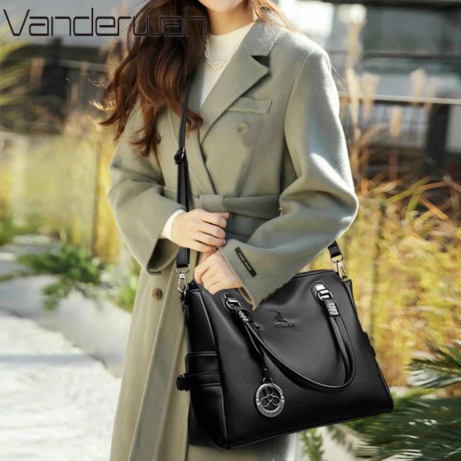 Women's Genuine Luxury  HIgh Quality Leather Large Crossbody Handbags