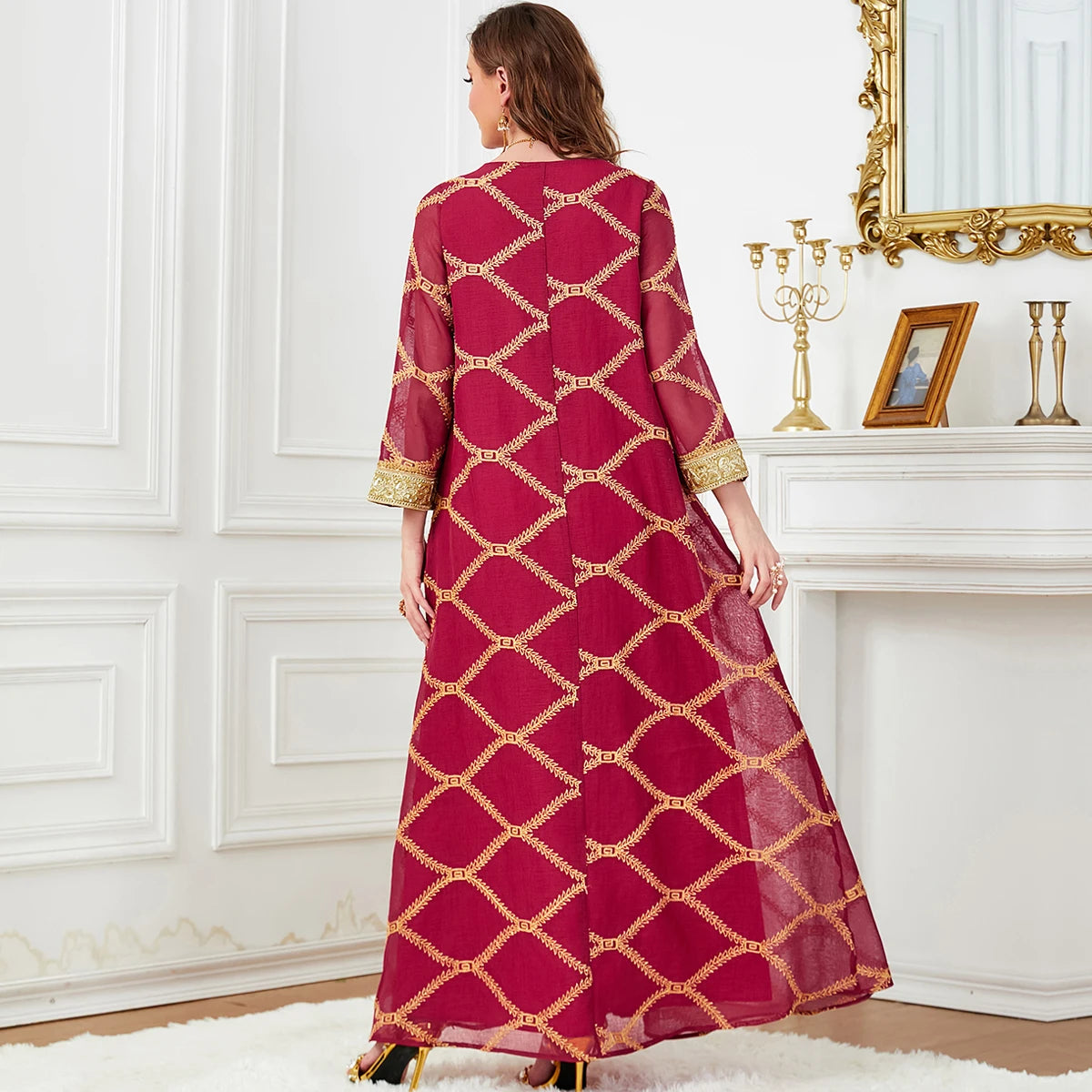 Women's Elegant Dubai Robe Moroccan Caftan  Party Long Dress