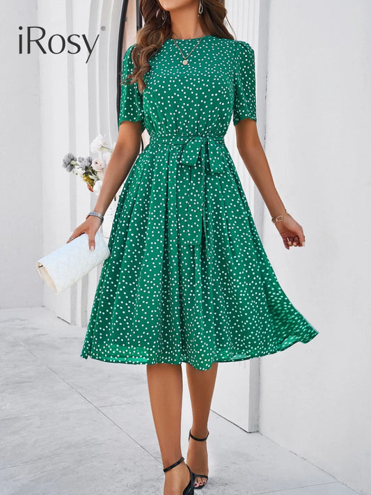 Women's Summer Elegant Dots Midi Chiffon Dresses