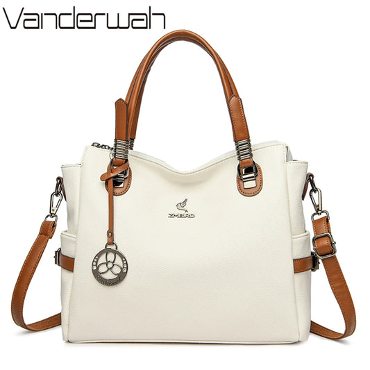 Women's Genuine Luxury  HIgh Quality Leather Large Crossbody Handbags