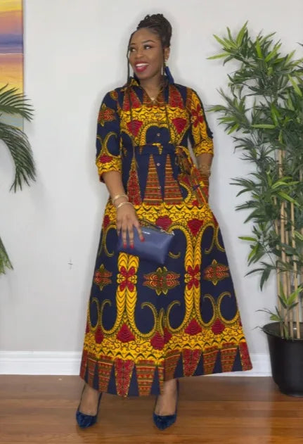 African Style Dresses  Elegant Fashion Abayas Dashiki Robe Kaftan Midi Dress Turkish Africa Clothing